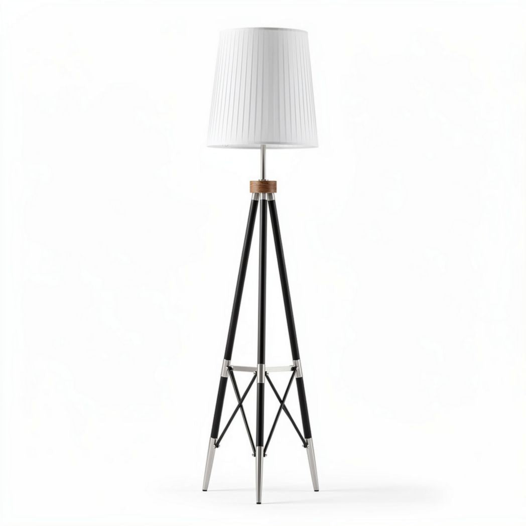Vloerlamp met witte lampenkap en zwart metalen frame 35 x 35 x 150cm