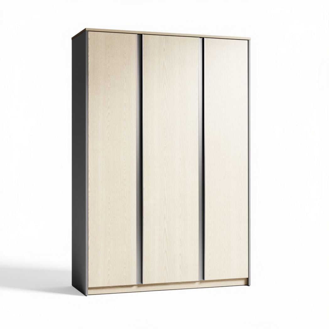 Kast met drie deuren van spaanplaat in wit en zwart 90 x 50 x 200 cm