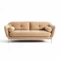 Twee-zits bank van stof in beige met kussens en metalen poten 190 x 85 x 75cm