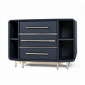 Dressoir met drie lades en open opbergruimte in donkerblauw 90 x 45 x 75cm