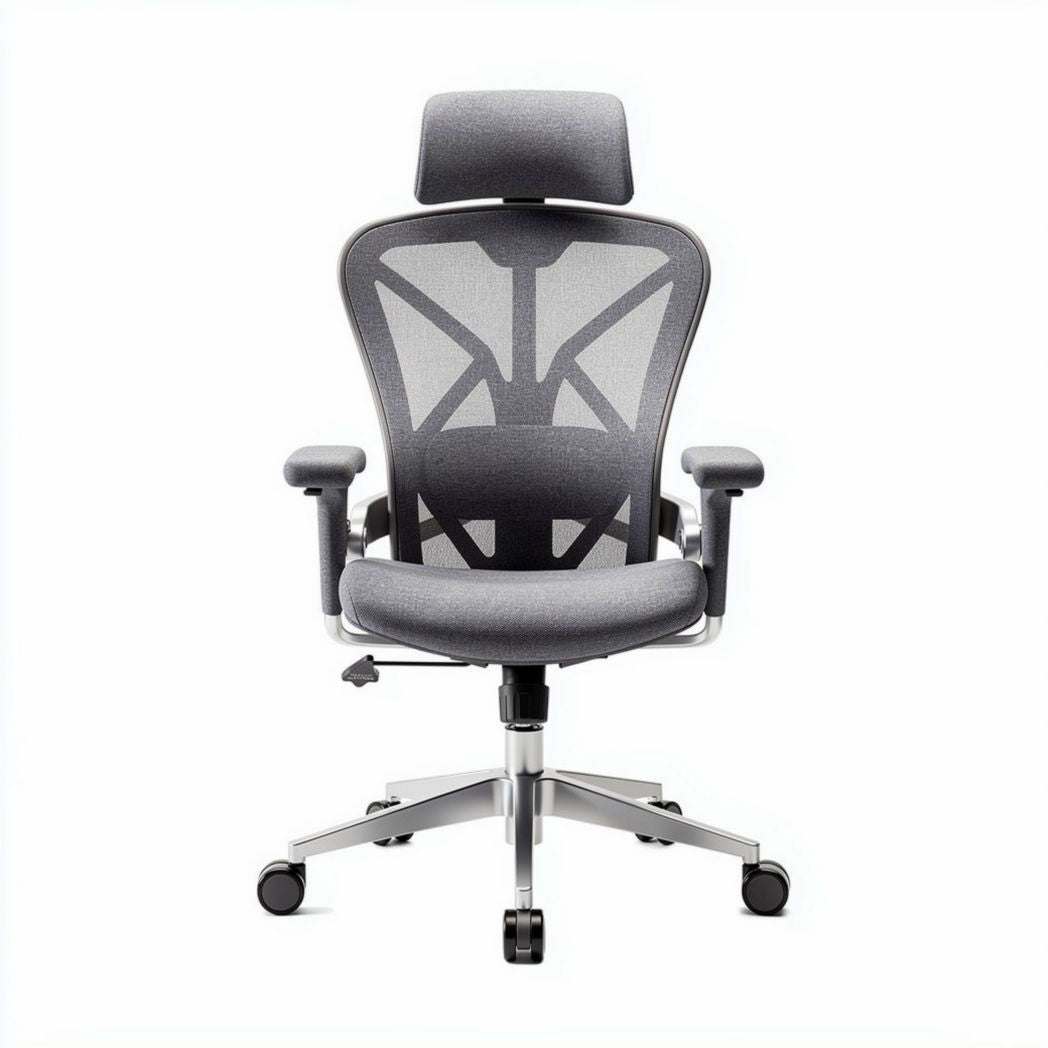 Ergonomische bureaustoel met verstelbare leuningen en mesh rugleuning grijs 55 x 65 x 115cm