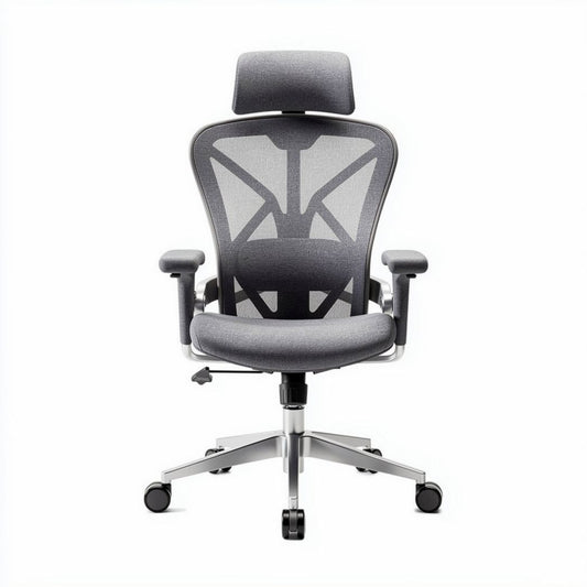 Ergonomische bureaustoel met verstelbare leuningen en mesh rugleuning grijs 55 x 65 x 115cm
