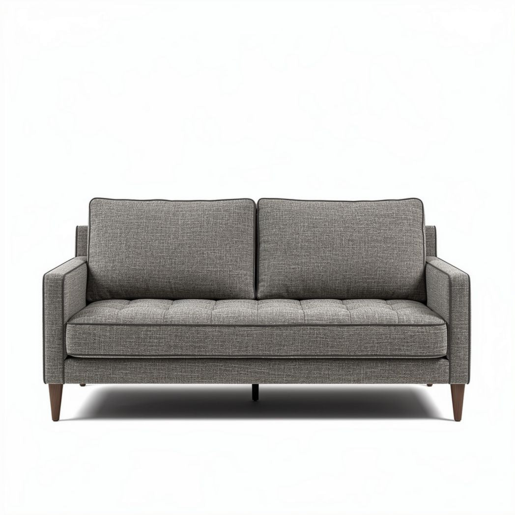 Tweed bank met strakke lijnen 180 x 90 x 80cm grijs