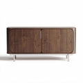 Houten tv-meubel met twee deuren en metalen poten 120 x 40 x 70cm