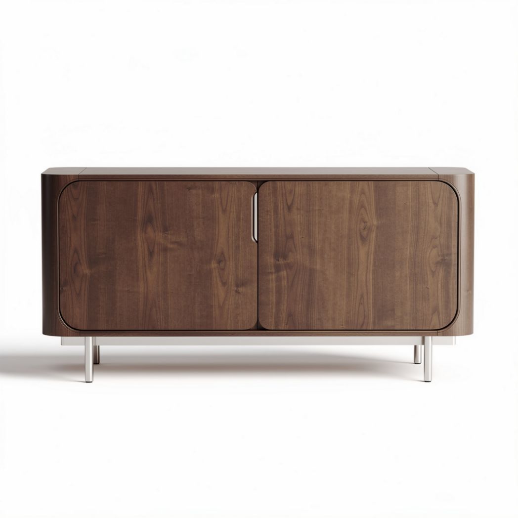 Houten tv-meubel met twee deuren en metalen poten 120 x 40 x 70cm
