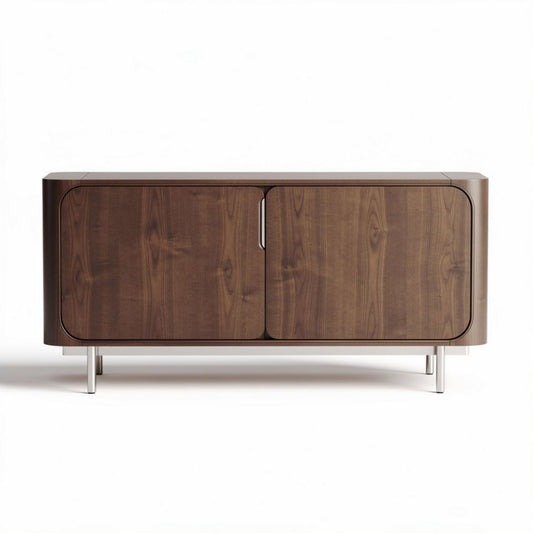 Houten tv-meubel met twee deuren en metalen poten 120 x 40 x 70cm