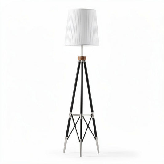 Vloerlamp met witte lampenkap en zwart metalen frame 35 x 35 x 150cm