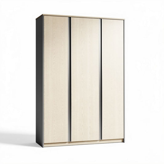 Kast met drie deuren van spaanplaat in wit en zwart 90 x 50 x 200 cm