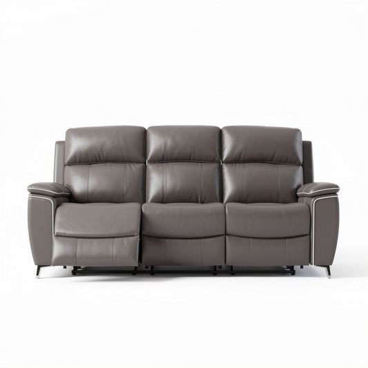 Leren bank met relaxfunctie in bruin ongeveer 200 x 90 x 90cm