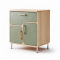 houten kast met groene deuren en metalen handgrepen 60 x 50 x 70cm