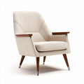 Lichte fauteuil met houten armleuningen van stof 80 x 80 x 90cm