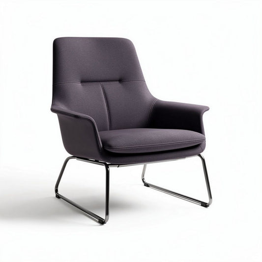 Lila stof relaxstoel met metalen onderstel afmetingen 80 x 70 x 90 cm