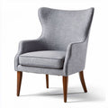 Grijze fauteuil van stof met houten poten afmetingen 70 x 70 x 90cm