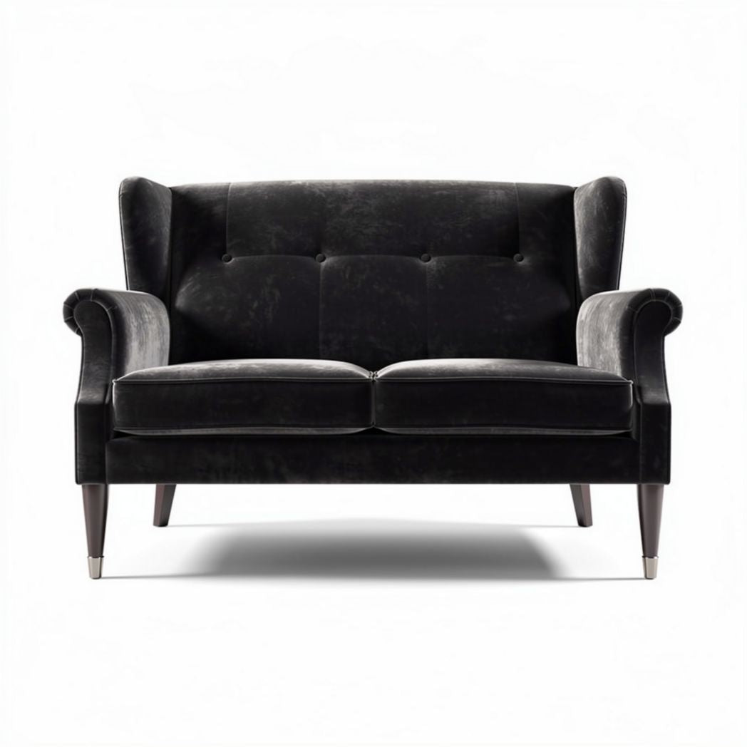 Zwarte luxe bank van fluweel voor woonkamerafwerking 150 x 80 x 75cm