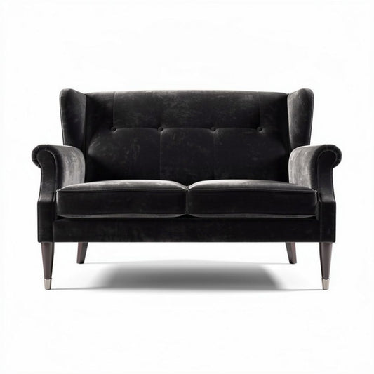 Zwarte luxe bank van fluweel voor woonkamerafwerking 150 x 80 x 75cm