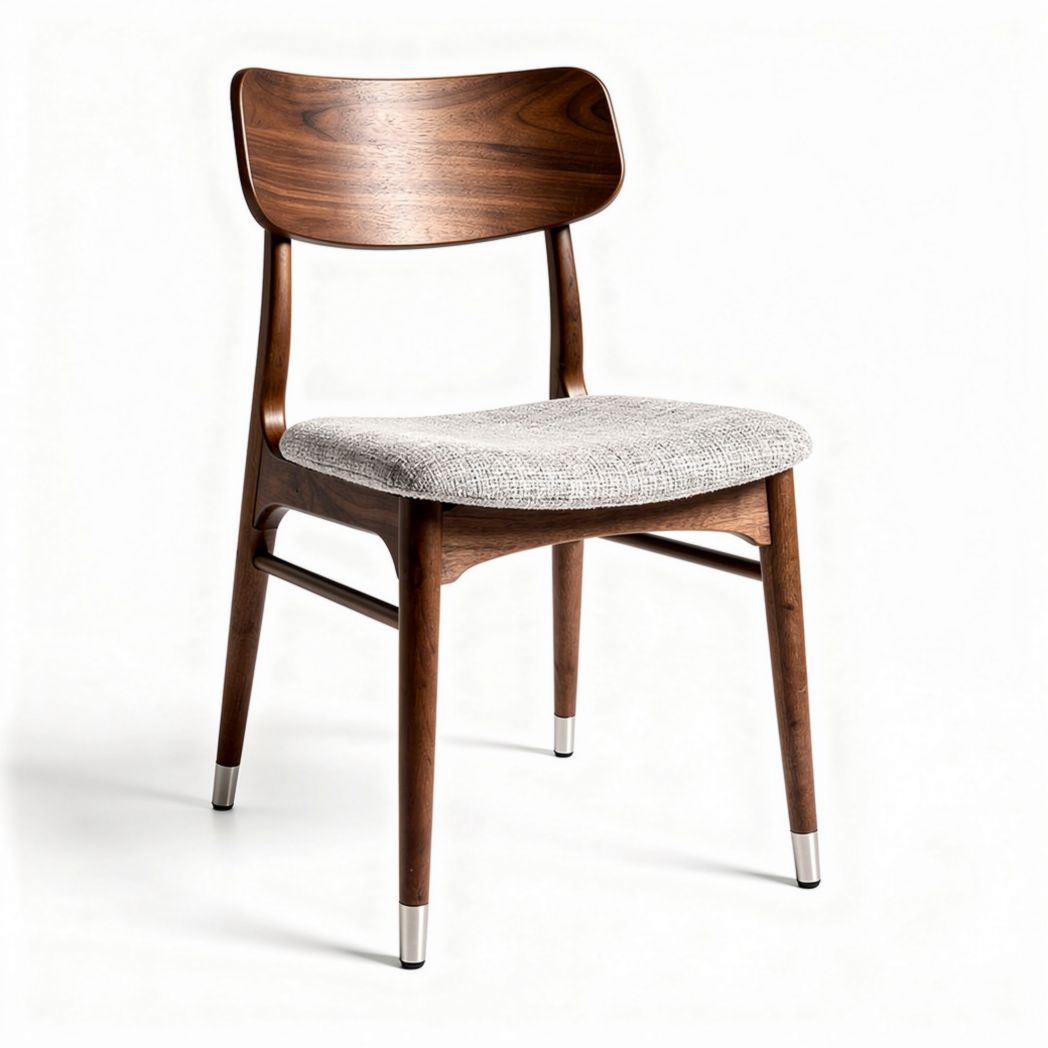 Eikenhouten stoel met stoffen zitting en rugleuning 45 x 45 x 90cm